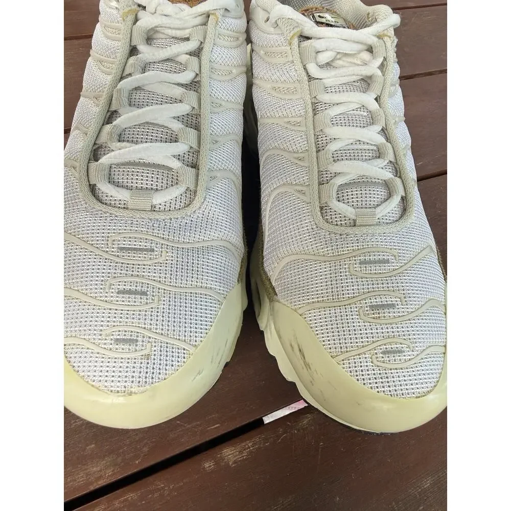 Nike Air Max Plus Shoes White Green Mesh Running Sneakers Youth Size 6Y/Women 8